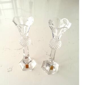 Rare Nechtmann Crystal Blekristall candlestick holders. Stunning!